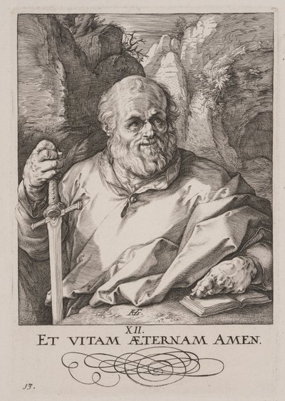 Matthias, van Christus, de Apostelen en Paulus met het Credo door Hendrick Goltzius