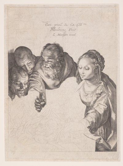 De aanbidding van de herders door Hendrick Goltzius
