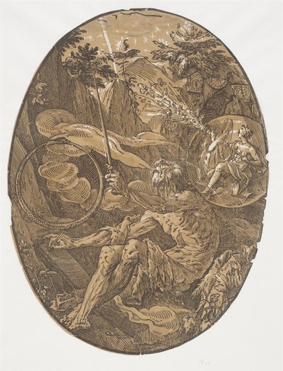 De Grot van de Eeuwigheid (De Tovenaar) door Hendrick Goltzius
