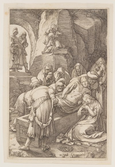 De graflegging, uit The Passion door Hendrick Goltzius