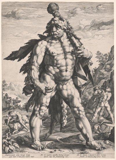 De grote Hercules (Knollenman) door Hendrick Goltzius
