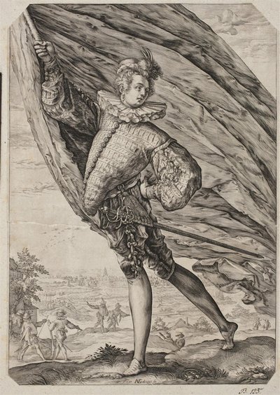 De grote vaandeldrager door Hendrick Goltzius