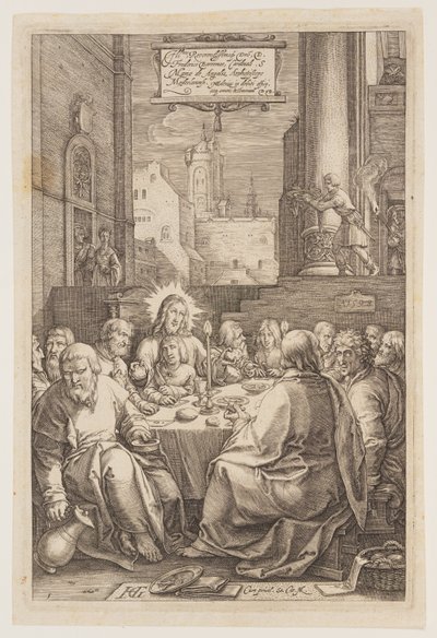 Het laatste avondmaal, uit The Passion door Hendrick Goltzius