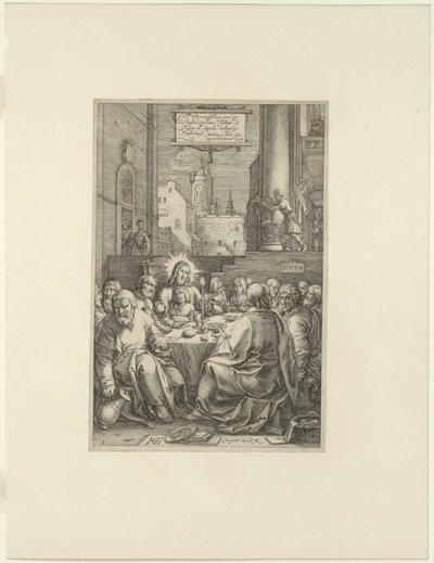 Het Laatste Avondmaal, plaat één uit De Passie van Christus door Hendrick Goltzius