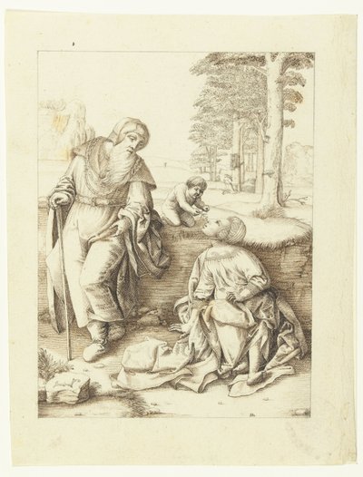 De heilige familie door Hendrick Hondius (I)