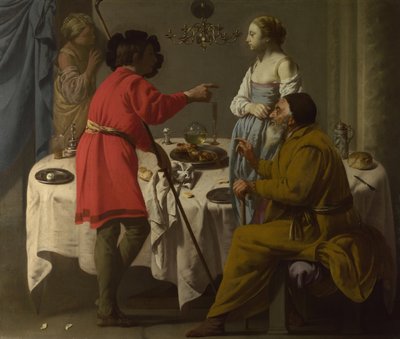 Jacob berispt Laban voor het geven van Leah in plaats van Rachel, 1627 door Hendrick Jansz Terbrugghen
