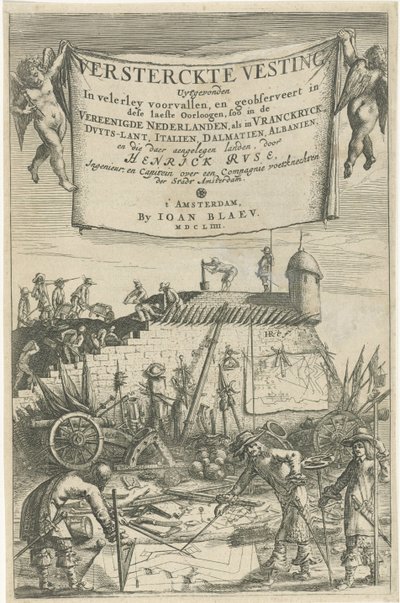 Titelpagina voor Henrich Ruse, Versterckte Vesting, 1654 door Hendrick baron van Ruse
