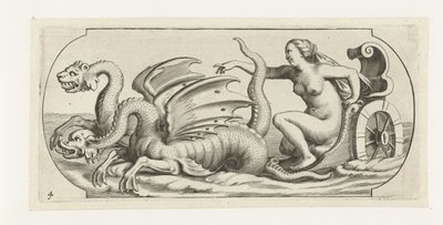 Godin op een strijdwagen (Nouveau Livre des Dieux et Deeßes De la Marine Bouckje van Zeegoden en Godinnen) door Hendrick de Keyser (I)