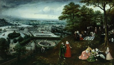 Landschap in de lente (detail) door Hendrick van den (1530 97) Broeck