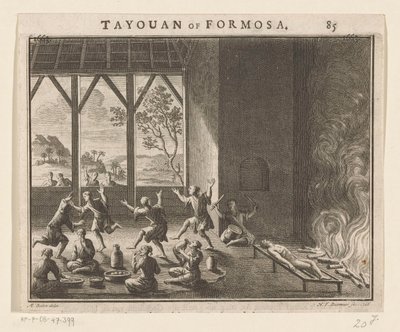Onderdeel van het begrafenisritueel van bewoners van Formosa door Hendrik Frans Diamaer