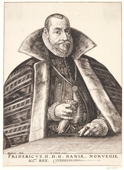 Deens: Frederik II, koning van Denemarken en Noorwegen door Hendrik Goltzius