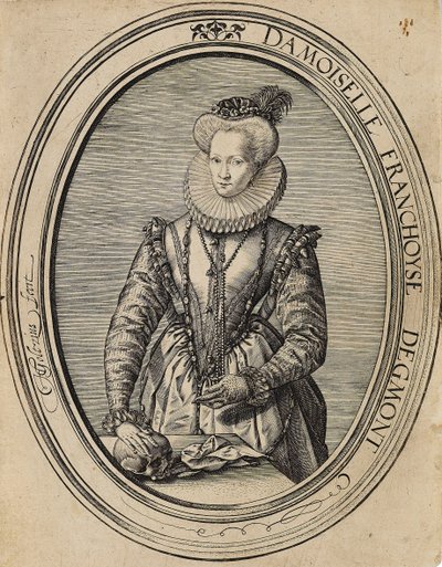Françoise van Luxemburg, gravin van Gavre, Dame de Fiennes 1495-1557, 1580 door Hendrik Goltzius
