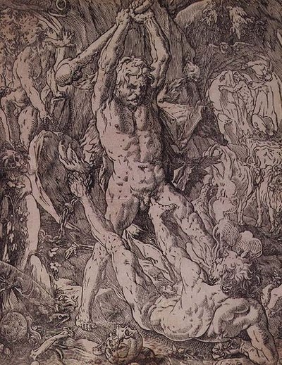 Hercules en Cacus door Hendrik Goltzius