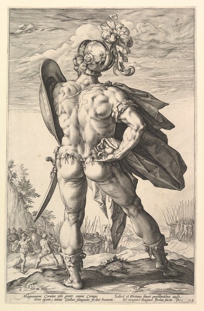 Marcus Valerius, uit de serie De Romeinse Helden, 1586 door Hendrik Goltzius