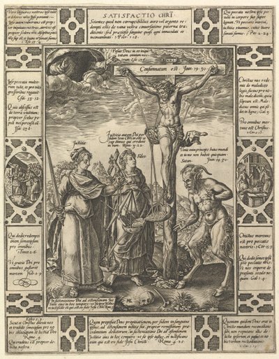 Satisfactio Christi, uit Allegorieën van het christelijk geloof, uit Christelijke en profane allegorieën door Hendrik Goltzius