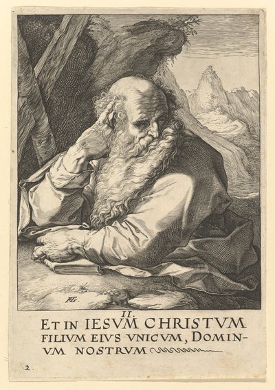 St. Andreas, uit Christus, de Apostelen en St. Paulus met de Geloofsbelijdenis door Hendrik Goltzius