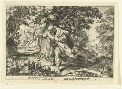 Teiresias slaat twee parende slangen, uit Ovidius