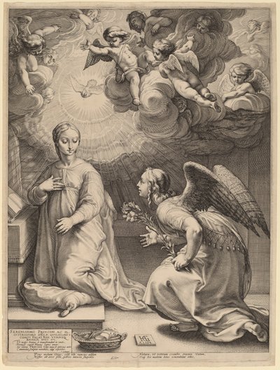 De annunciatie door Hendrik Goltzius