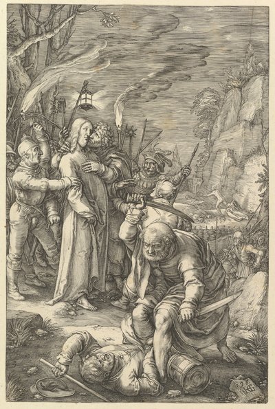 Het verraad van Christus, uit De passie van Christus, 1598 door Hendrik Goltzius