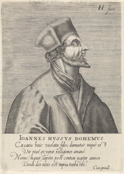 Portret van John Hus door Hendrik Hondius the Elder