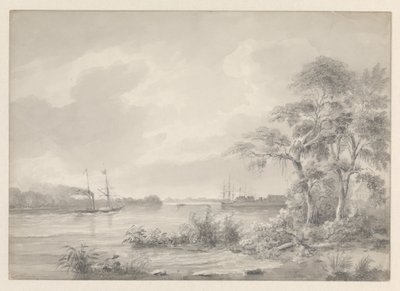 Fort Zeelandia gezien bij het opvaren van de rivier Suriname door Hendrik Huygens