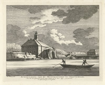 Verzakte Muiderpoort, gezien vanaf de Singelgracht, 1769 door Hendrik Keun