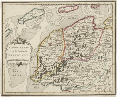 Kaart van Friesland door Hendrik Kloekhoff