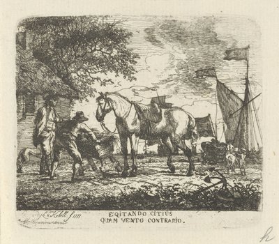 Voeren van het paard door Hendrik Kobell