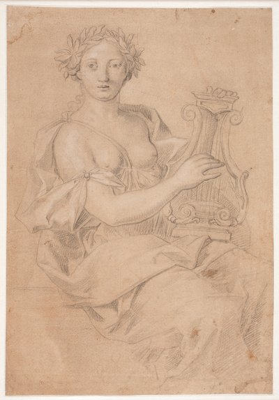 Lierspelende muze (Erato?) door Hendrik Krock