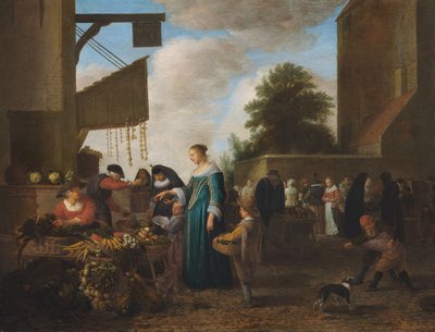 Groentemarkt, ca.1660 (olieverf op eikenhout) door Hendrik Martensz Sorgh