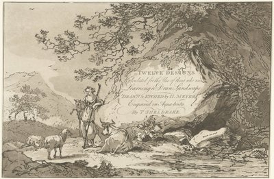 Herderin in een landschap (Twelve designs Calculated for the Use of those who are Learning to Draw Landscape) door Hendrik Meijer