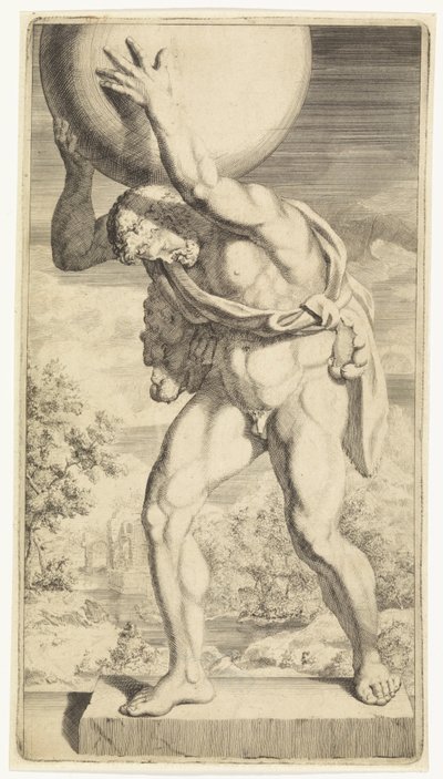 Standbeeld van Hercules met het hemelgewelf door Hendrik Pola