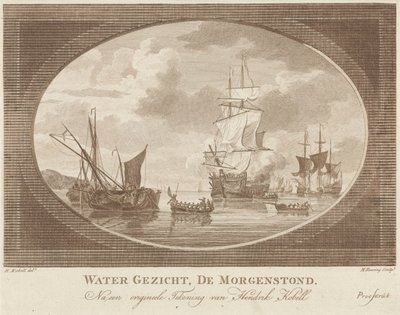 Schepen op kalm water door Hendrik Roosing