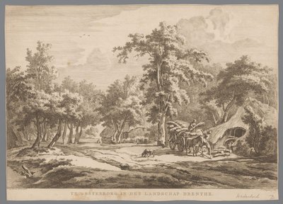 Landschap met hooiwagen bij Westerbork door Hendrik Schwegman