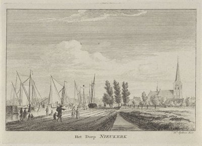 Gezicht op Nieuwerkerk aan den IJssel door Hendrik Spilman