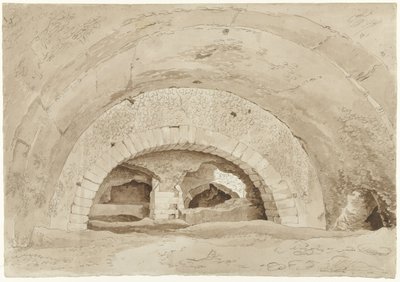 Zogenaamde Stallen van Maecenas te Tivoli, Gewelven van een Romeinse ruïne door Hendrik Voogd
