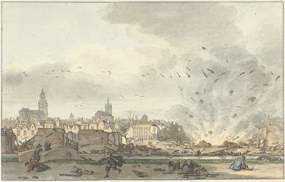 De ontploffing van het Kruithuis in Delft, 12 oktober 1654 door Hendrik de Winter (signed by artist)