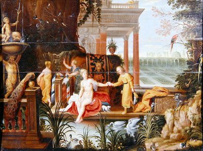 Bathsheba bij het Bad met haar Bedienden door Hendrik van the Elder Balen