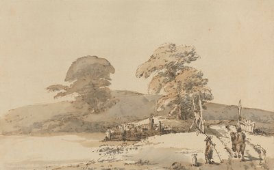 Landschap met een brug door Heneage Finch fourth Earl of Aylesford
