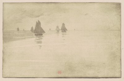 Boten in een Ochtendmist door Henri-Charles Guérard