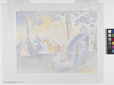 Aux Champs-Elysées 1898 (kleur lithografie) door Henri Edmond Cross