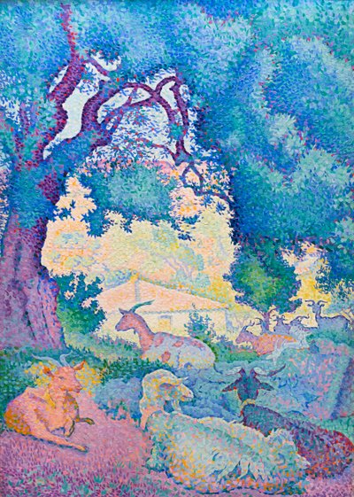 Landschap met geiten door Henri Edmond Cross