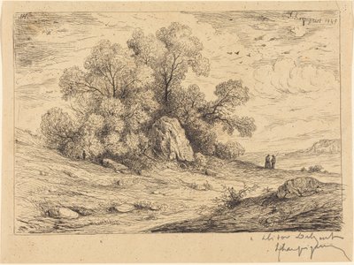 Boomgroep met rotsen door Henri-Joseph Harpignies