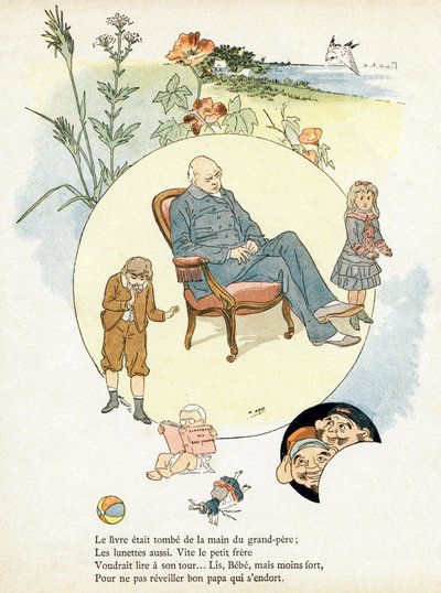 Gravure in "Alphabet des bons exemples". Jules Levy, uitgever. Illustraties door Henri Boulanger, alias Henri Gray. Teksten door mevrouw P. Boulanger. Gravure en druk door Ch. Gillot, 79 rue Madame, Parijs. Rond 1890. Vind in elk beeld het beroemde werk door Henri  Gray