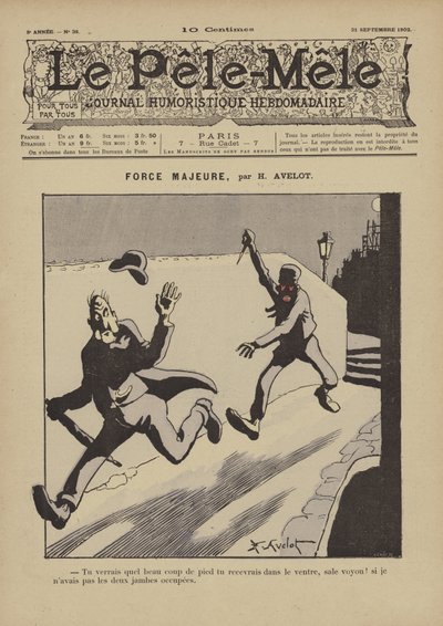 Force majeure. Illustratie voor Le Pele-Mele, 1902 door Henri Avelot