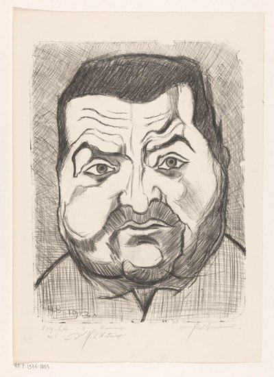 Portret van een onbekende man door Henri Braakensiek (signed by artist)