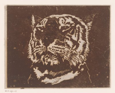Tijger door Henri Charles Guérard (signed by artist)