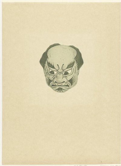 Masker met gezicht van man door Henri Charles Guérard