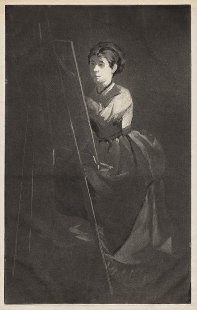Jonge Vrouw aan een Ezelschilderij door Henri Charles Guérard
