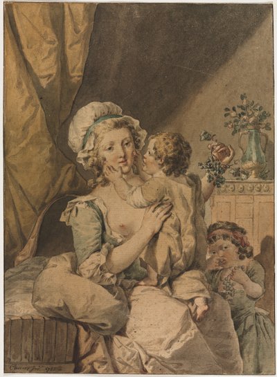 Moeder met twee kinderen door Henri Chevaux